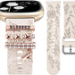 TOYOUTHS Watch Band with Charms Compatible with Fitbit Sense/Sense 2/Versa 3/Versa 4 Bands Women Floral Engraved Silicone Strap Bracelet with Decorative Ring Loops for Fitbit Versa 3 Bands