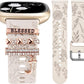 TOYOUTHS Watch Band with Charms Compatible with Fitbit Sense/Sense 2/Versa 3/Versa 4 Bands Women Floral Engraved Silicone Strap Bracelet with Decorative Ring Loops for Fitbit Versa 3 Bands