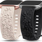 TOYOUTHS 2 Pack Compatible with Fitbit Versa 2/Versa Lite/Versa Watch Bands for Women Floral Engraved Soft Silicone Dressy Embossed Flower Strap Replacement Versa 2 Special Edition Bracelet Wristband