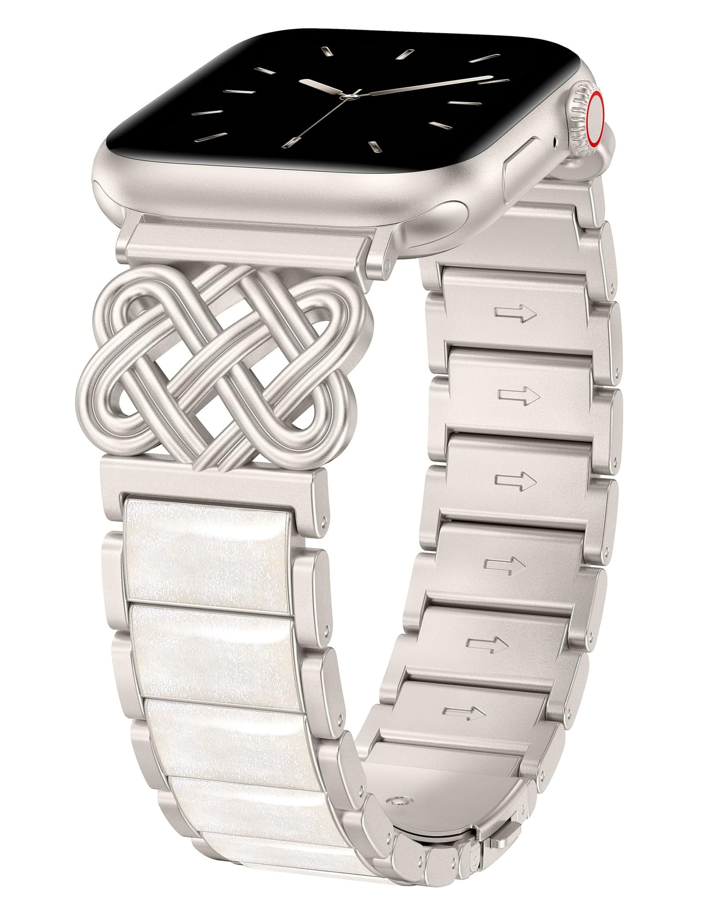 TOYOUTHS Compatible with Apple Watch Band Women 38/40/41/42/44/45/46/49mm Dressy Celtic Knot Metal Resin Strap Stainless Steel Chain Link Bracelet for iWatch Series 11 10 9 8 7 6 5 4 Ultra SE 3 2 1