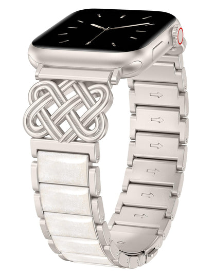 TOYOUTHS Compatible with Apple Watch Band Women 38/40/41/42/44/45/46/49mm Dressy Celtic Knot Metal Resin Strap Stainless Steel Chain Link Bracelet for iWatch Series 11 10 9 8 7 6 5 4 Ultra SE 3 2 1