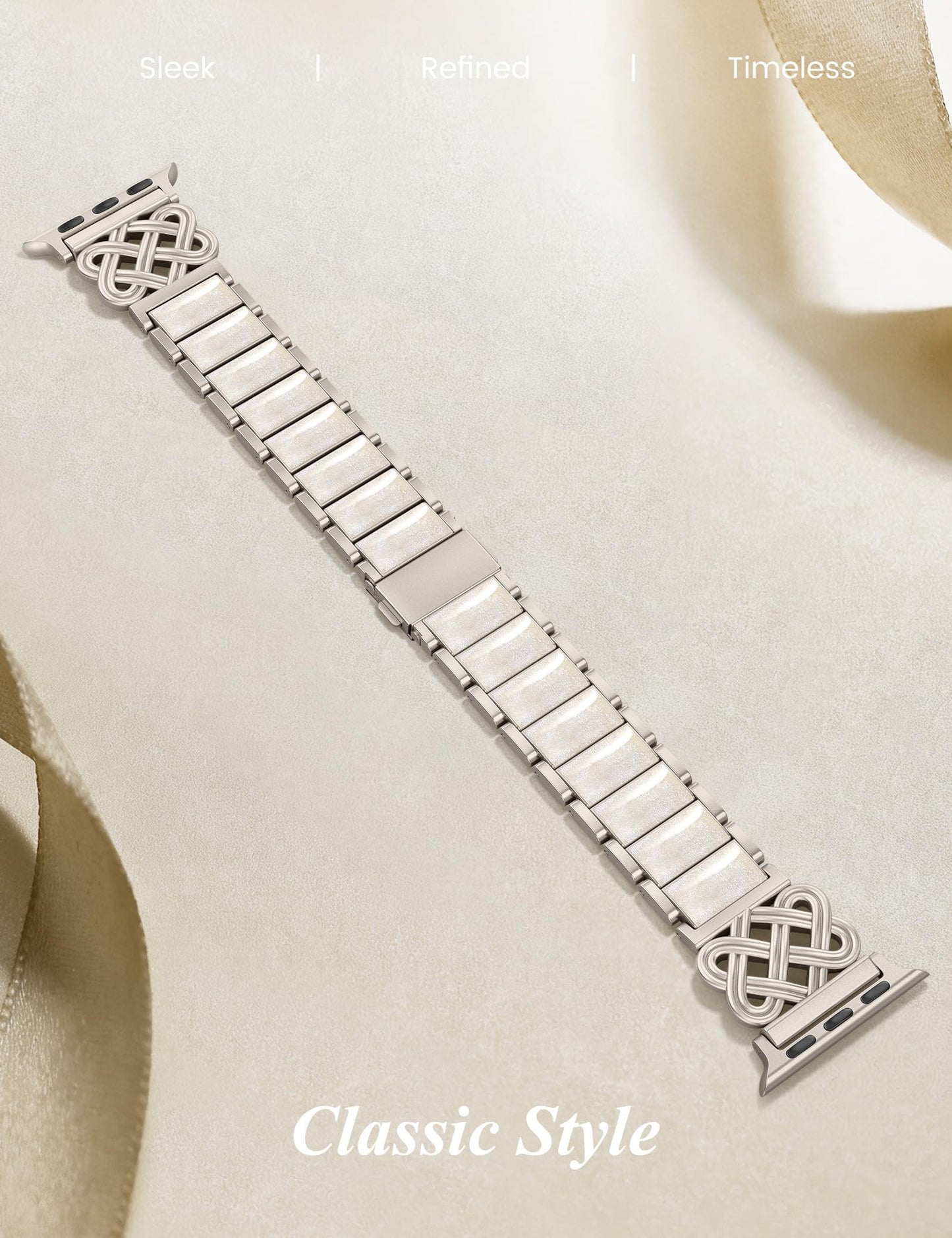 TOYOUTHS Compatible with Apple Watch Band Women 38/40/41/42/44/45/46/49mm Dressy Celtic Knot Metal Resin Strap Stainless Steel Chain Link Bracelet for iWatch Series 11 10 9 8 7 6 5 4 Ultra SE 3 2 1