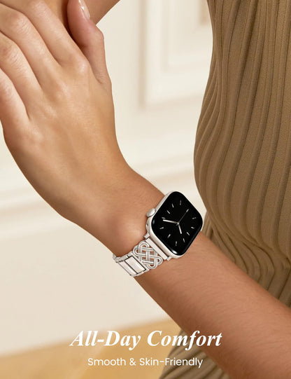 TOYOUTHS Compatible with Apple Watch Band Women 38/40/41/42/44/45/46/49mm Dressy Celtic Knot Metal Resin Strap Stainless Steel Chain Link Bracelet for iWatch Series 11 10 9 8 7 6 5 4 Ultra SE 3 2 1