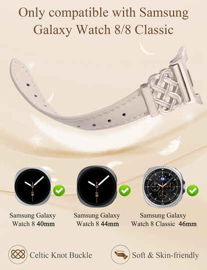 Celtic Knot Leather Band for Samsung Galaxy Watch 9/8 40mm 44mm & Watch 8 Classic 46mm