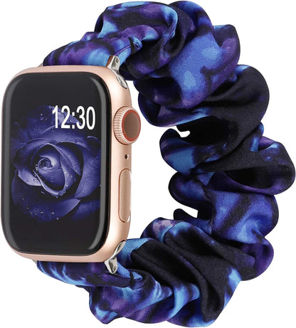 TOYOUTHS Compatible with Apple Watch Band Scrunchie 38mm 40mm 41mm Women Elastic Strap Soft Cloth Fabric Pattern Holiday Themed Gift Bracelet for iWatch Series SE 9 8 7 6 5 4 3 2 1