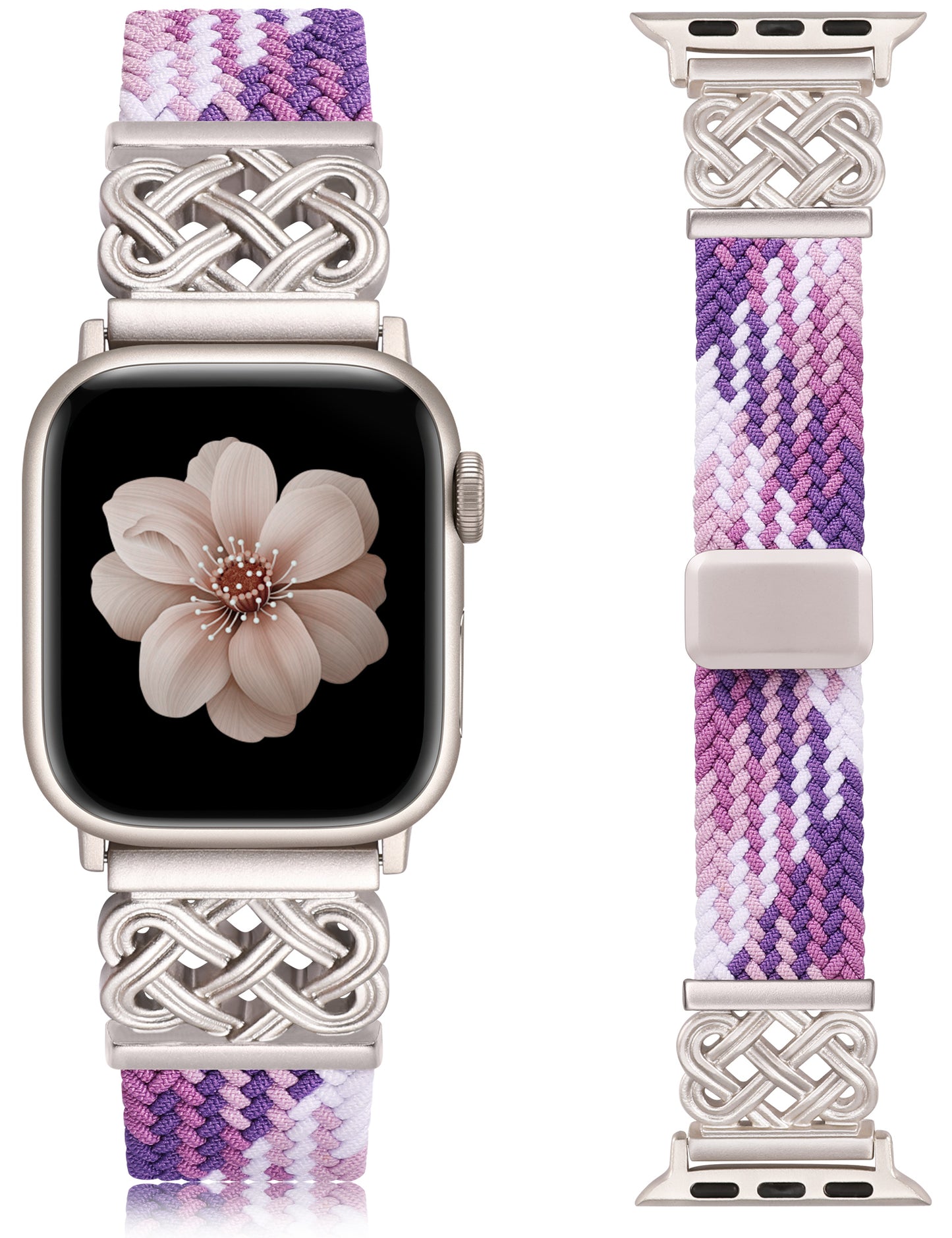 Braided Magnetic Band Compatible with Apple Watch Bands 38/40/41/42/44/45/46/49mm Women Men, Celtic Knot Stretchy Elastic Nylon Fabric Woven Strap for iWatch Series 11 10 9 8 7 6 5 4 SE/Ultra 3 2 1