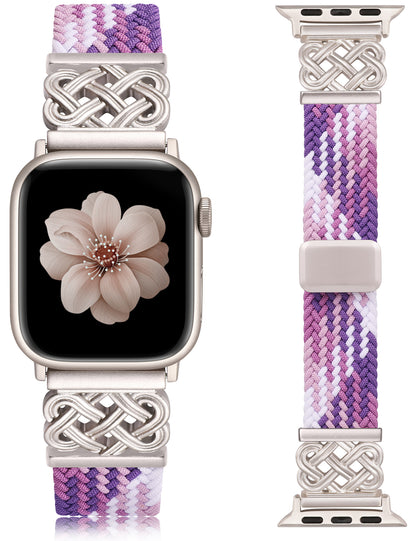Braided Magnetic Band for Apple Watch Band | Celtic Knot Stretchy Nylon Woven Strap