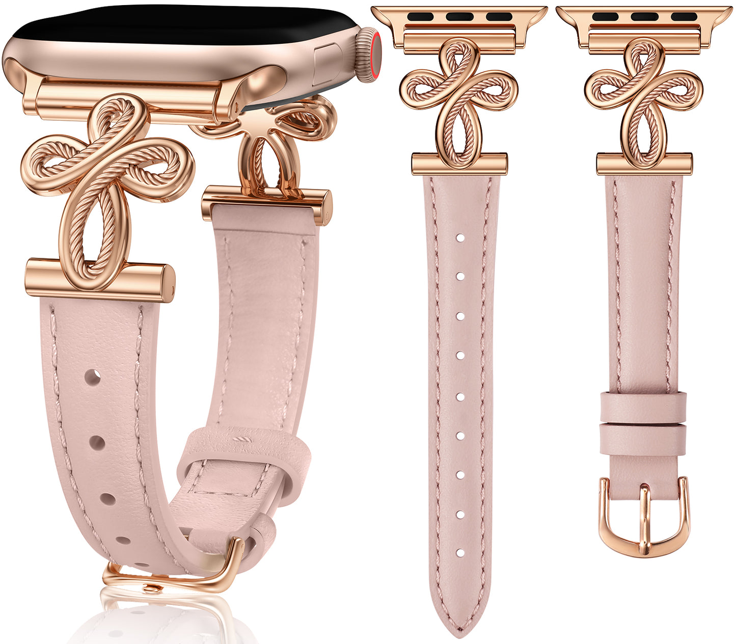 TOYOUTHS Slim Leather Band Compatible with Apple Watch Bands 42/41/40/38mm Women, Top Grain Genuine Celtic Knot Cross Dressy Thin Fashion Strap for iWatch Series 10/9/SE/8/7/6/5/4/3/2/1