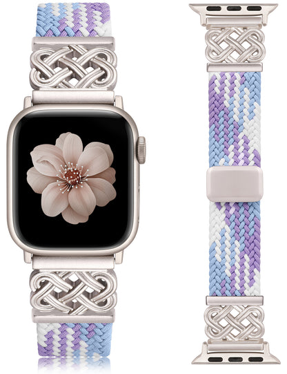 Braided Magnetic Band for Apple Watch Band | Celtic Knot Stretchy Nylon Woven Strap