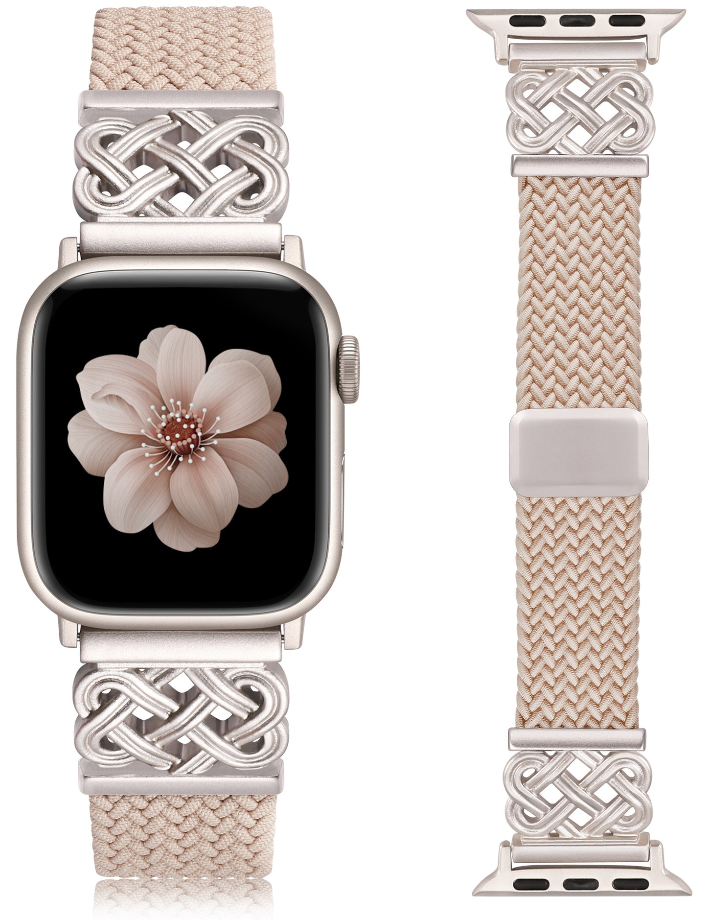 Braided Magnetic Band Compatible with Apple Watch Bands 38/40/41/42/44/45/46/49mm Women Men, Celtic Knot Stretchy Elastic Nylon Fabric Woven Strap for iWatch Series 11 10 9 8 7 6 5 4 SE/Ultra 3 2 1