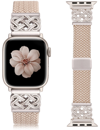 Braided Magnetic Band for Apple Watch Band | Celtic Knot Stretchy Nylon Woven Strap