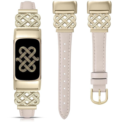 Slim Dressy Celtic Knot Leather Band for Fitbit Charge 6/Fitbit Charge 5 Band Women
