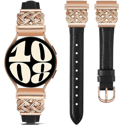 20mm Celtic Knot Leather Band for Samsung Galaxy Watch 7/6/5/4/3/FE/6 Classic/5 Pro/4 Classic/Active 2