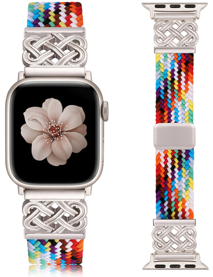 Braided Magnetic Band for Apple Watch Band | Celtic Knot Stretchy Nylon Woven Strap