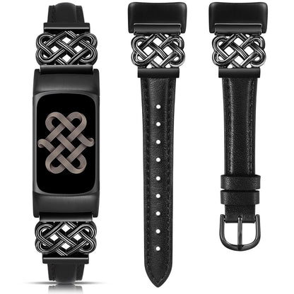 Slim Dressy Celtic Knot Leather Band for Fitbit Charge 6/Fitbit Charge 5 Band Women