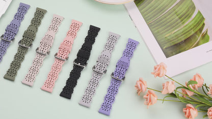 TOYOUTHS 20mm Lace Silicone Band Compatible with Samsung Galaxy Watch 4 40mm 44mm/Active 2 40mm 44mm/Watch 4 Classic 42mm 46mm/Active 40mm/Watch 3 41mm, Women Soft Hollow-Out Watch Strap Replacement