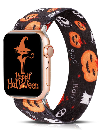 TOYOUTHS Halloween Band Compatible with Apple Watch Band Elastic Scrunchies Stretchy Solo Loop 49mm(Ultra)/45mm/44mm/42mm Soft Nylon Women Replacement Band for iWatch Series SE/8/7/6/5/4/3/2/1