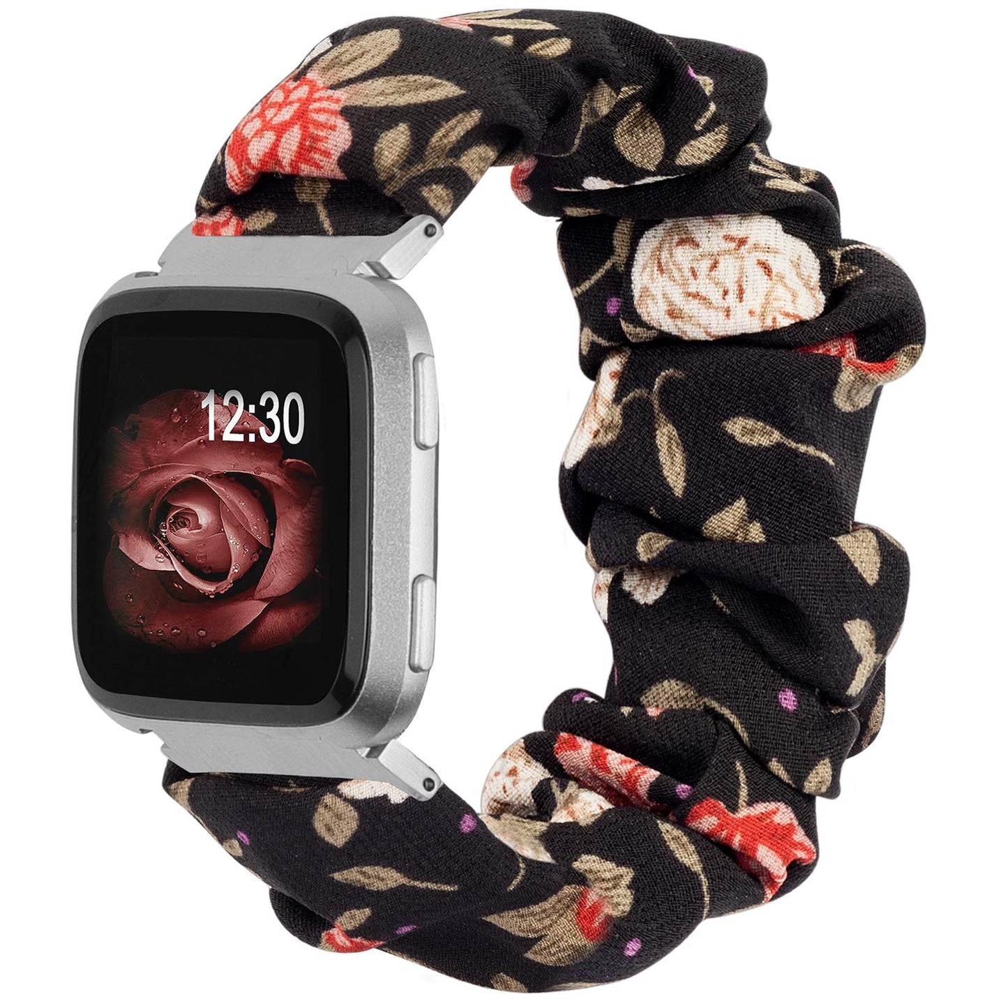 TOYOUTHS Scrunchie Bands Compatible with Fitbit Versa/Versa 2/Versa Lite Special Edition Women Girl Elastic Stretch Fabric Strap Pattern Printed Scrunchy Replacement Bracelet Wristband Accessories