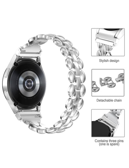 TOYOUTHS Compatible with Samsung Galaxy Watch 5 Pro Band 45mm/ Samsung Galaxy Watch 5 Band/ Galaxy Watch 4 Band 40mm 44mm/ Galaxy Watch 4 Classic Bands 42mm 46mm for Women, Metal Bling Bracelet Strap for 20mm Bandwidth Watch