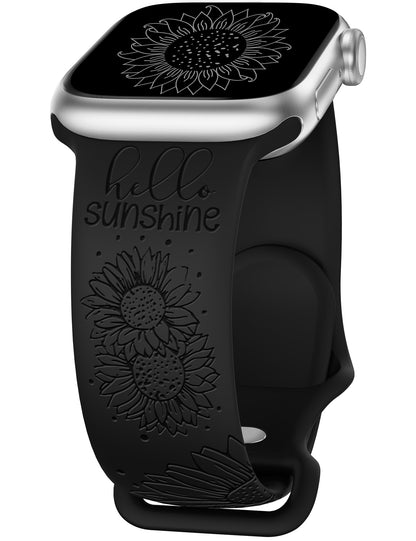 TOYOUTHS Sunflower Engraved Band Compatible with Apple Watch Bands 38mm 40mm 41mm 44mm 45mm 42mm 49mm Women Girls, Floral Sport Silicone Flower Fancy Straps for iWatch Series 8/7/6/5/4/3/2/1/SE/Ultra