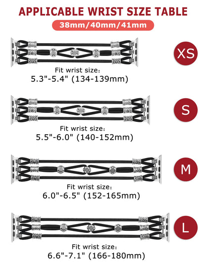 TOYOUTHS Beaded Bracelet Compatible with Apple Watch Band 41mm 40mm 38mm 49mm 45mm 44mm 42mm Women, Premium Braided Nylon Elastic Stretchy Boho Fancy Charms Dressy Strap for iWatch Series 8/SE/Ultra/7/6/5/4/3