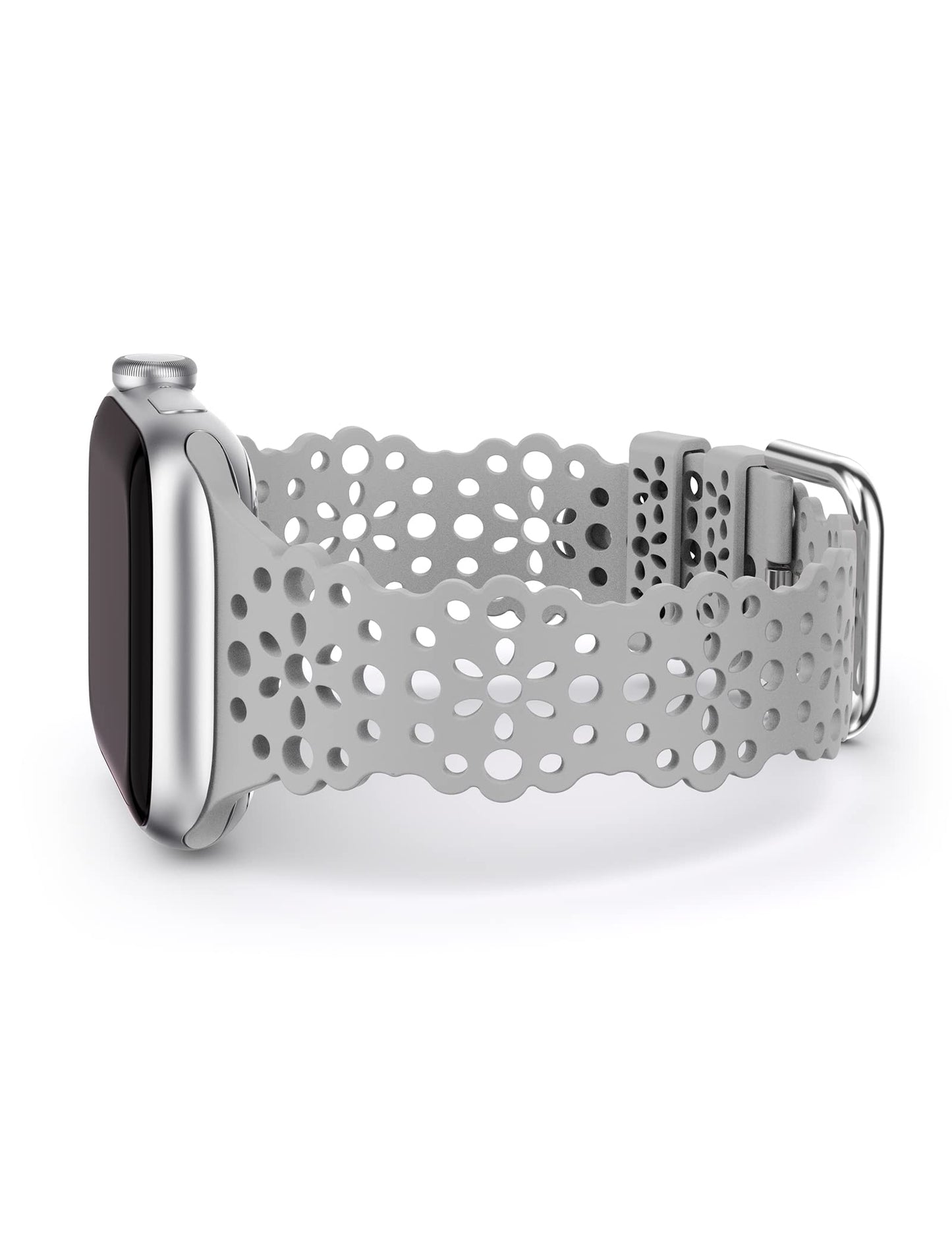 TOYOUTHS Compatible with Apple Watch Band Women 41mm 40mm 38mm Soft Stretchy Silicone Lace Flower Cut-outs Scalloped Breathable Waterproof Lacy Band for iWatch Series 8 7 6 5 4 3 2 1 SE