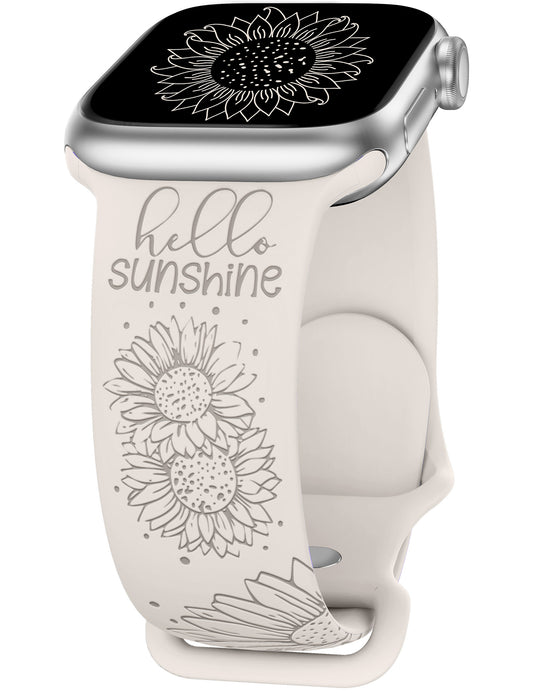 TOYOUTHS Sunflower Engraved Band Compatible with Apple Watch Bands 38mm 40mm 41mm 44mm 45mm 42mm 49mm Women Girls, Floral Sport Silicone Flower Fancy Straps for iWatch Series 8/7/6/5/4/3/2/1/SE/Ultra
