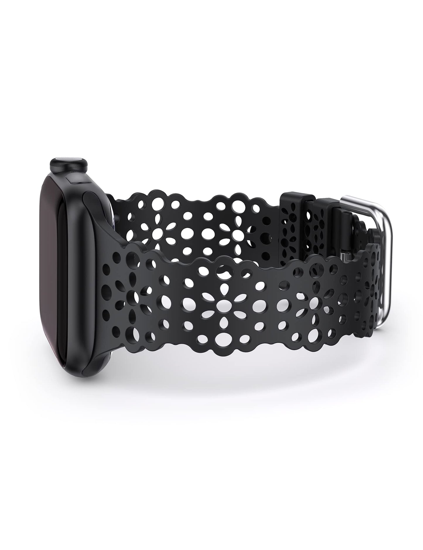 TOYOUTHS Compatible with Apple Watch Band Women 41mm 40mm 38mm Soft Stretchy Silicone Lace Flower Cut-outs Scalloped Breathable Waterproof Lacy Band for iWatch Series 8 7 6 5 4 3 2 1 SE