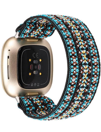 TOYOUTHS Compatible with Fitbit Sense/Sense 2 Band/Versa 3/Versa 4 Bands Women Men Dressy Elastic Nylon Fabric Strap Stretchy Solo Loop Sport Wristband Accessories Replacement for Fitbit Versa 4