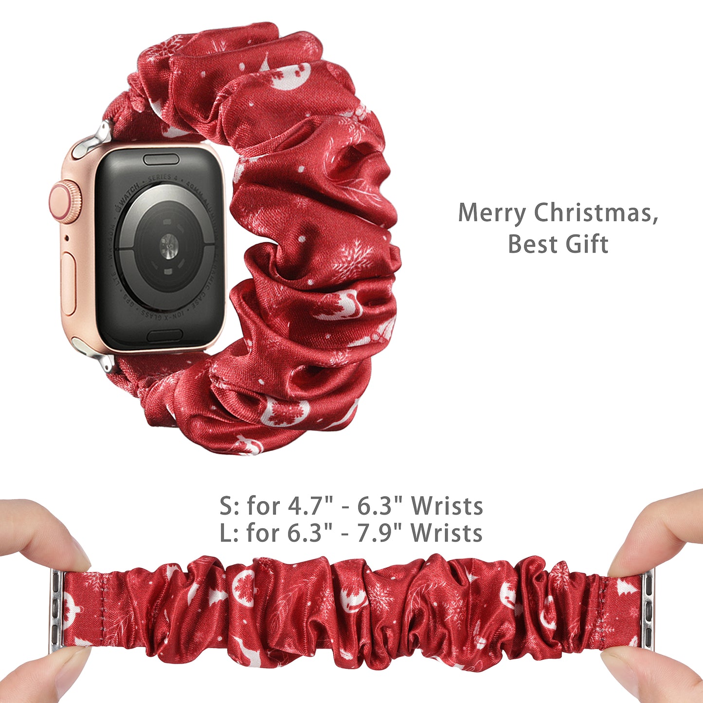 Toyouths Band Compatible with Apple WatchTextile Scrunchie Strap,Elastic Strap for iWatch Series,Christmas Apple watch band