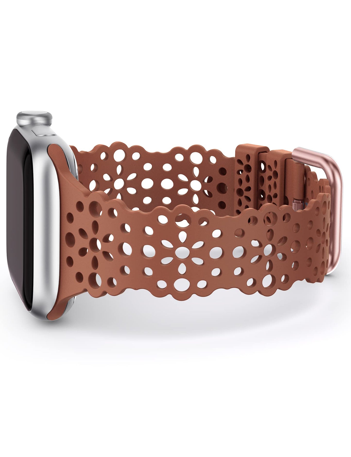 TOYOUTHS Compatible with Apple Watch Band Women 41mm 40mm 38mm Soft Stretchy Silicone Lace Flower Cut-outs Scalloped Breathable Waterproof Lacy Band for iWatch Series 8 7 6 5 4 3 2 1 SE