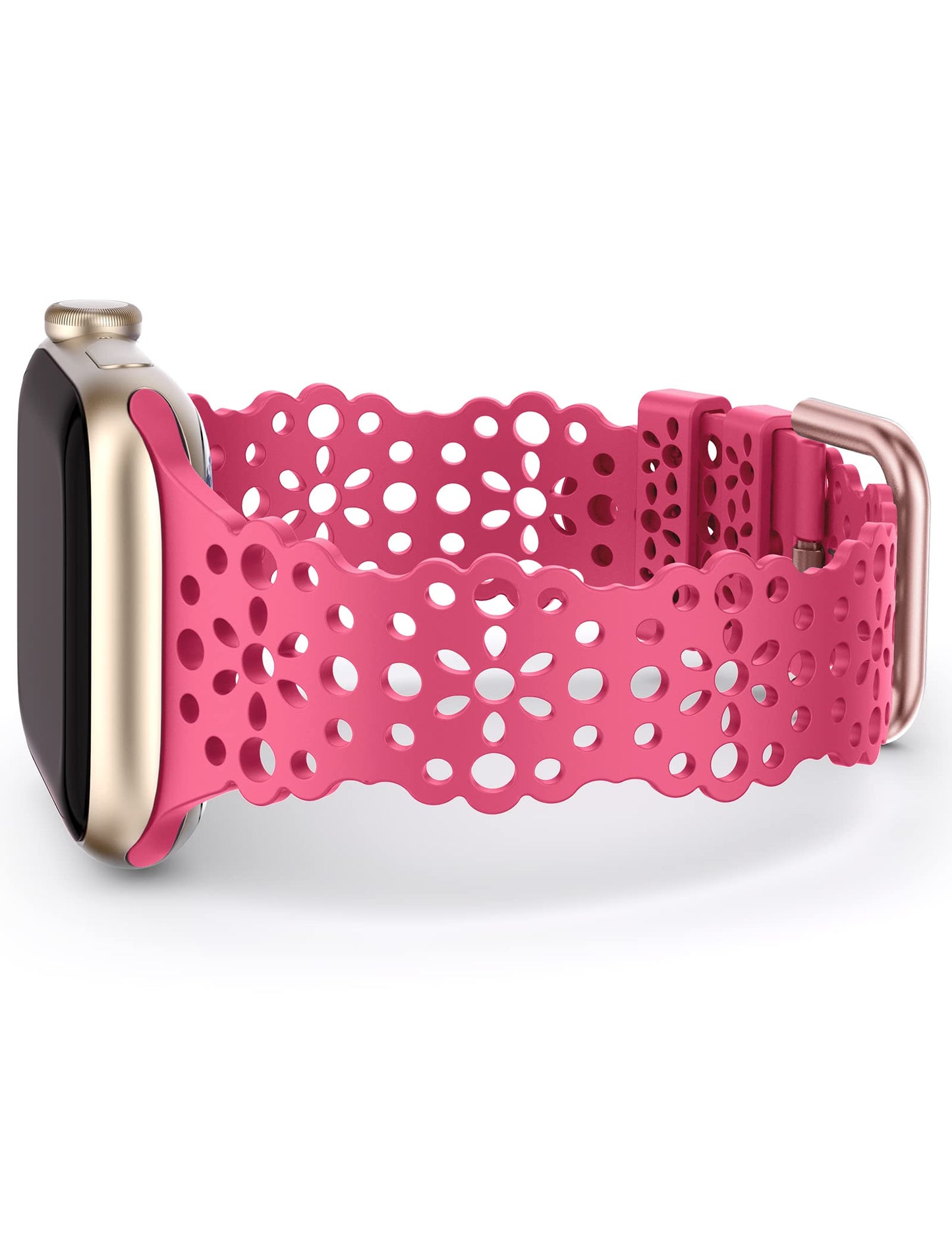 TOYOUTHS Compatible with Apple Watch Band Women 41mm 40mm 38mm Soft Stretchy Silicone Lace Flower Cut-outs Scalloped Breathable Waterproof Lacy Band for iWatch Series 8 7 6 5 4 3 2 1 SE
