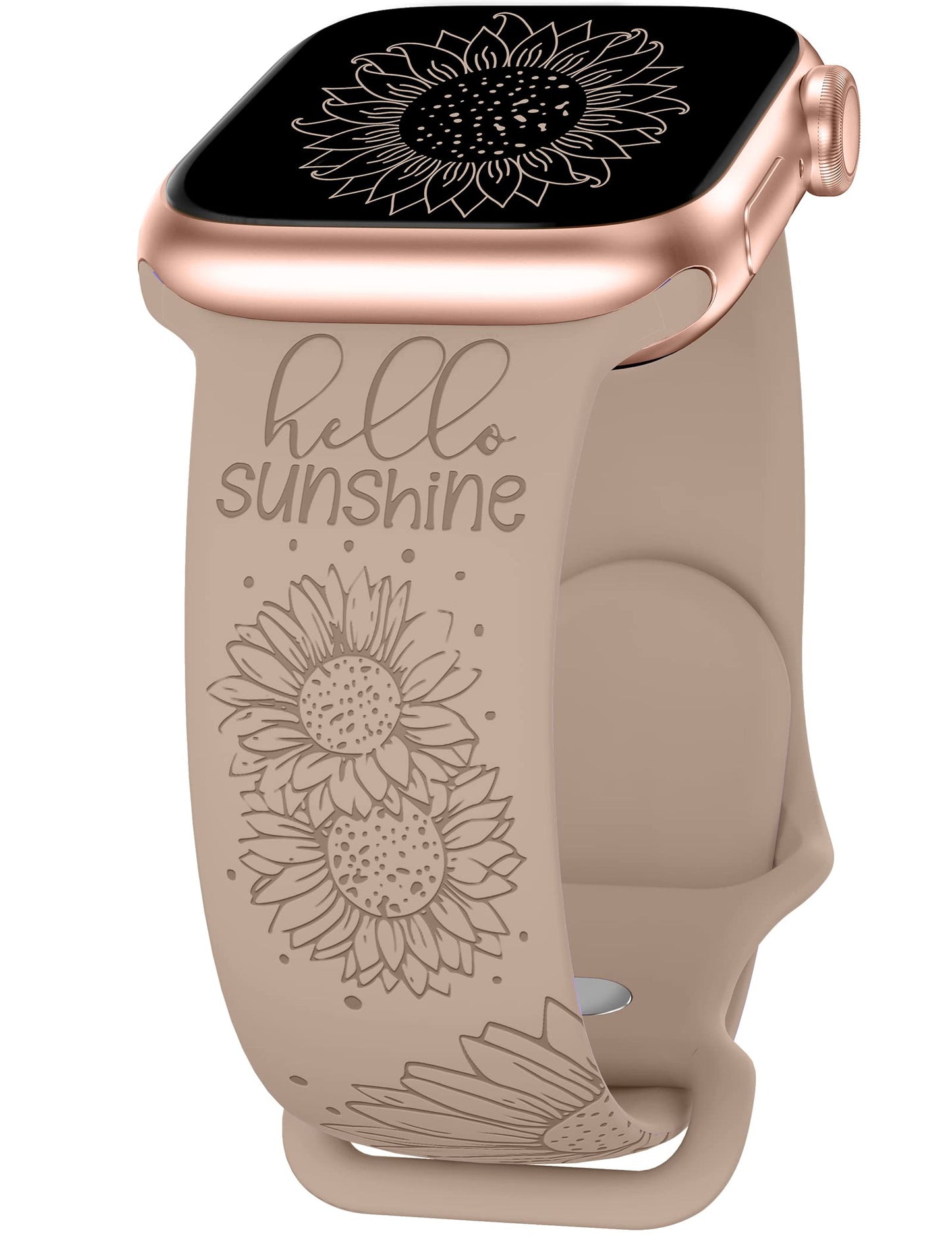 TOYOUTHS Sunflower Engraved Band Compatible with Apple Watch Bands 38mm 40mm 41mm 44mm 45mm 42mm 49mm Women Girls, Floral Sport Silicone Flower Fancy Straps for iWatch Series 8/7/6/5/4/3/2/1/SE/Ultra