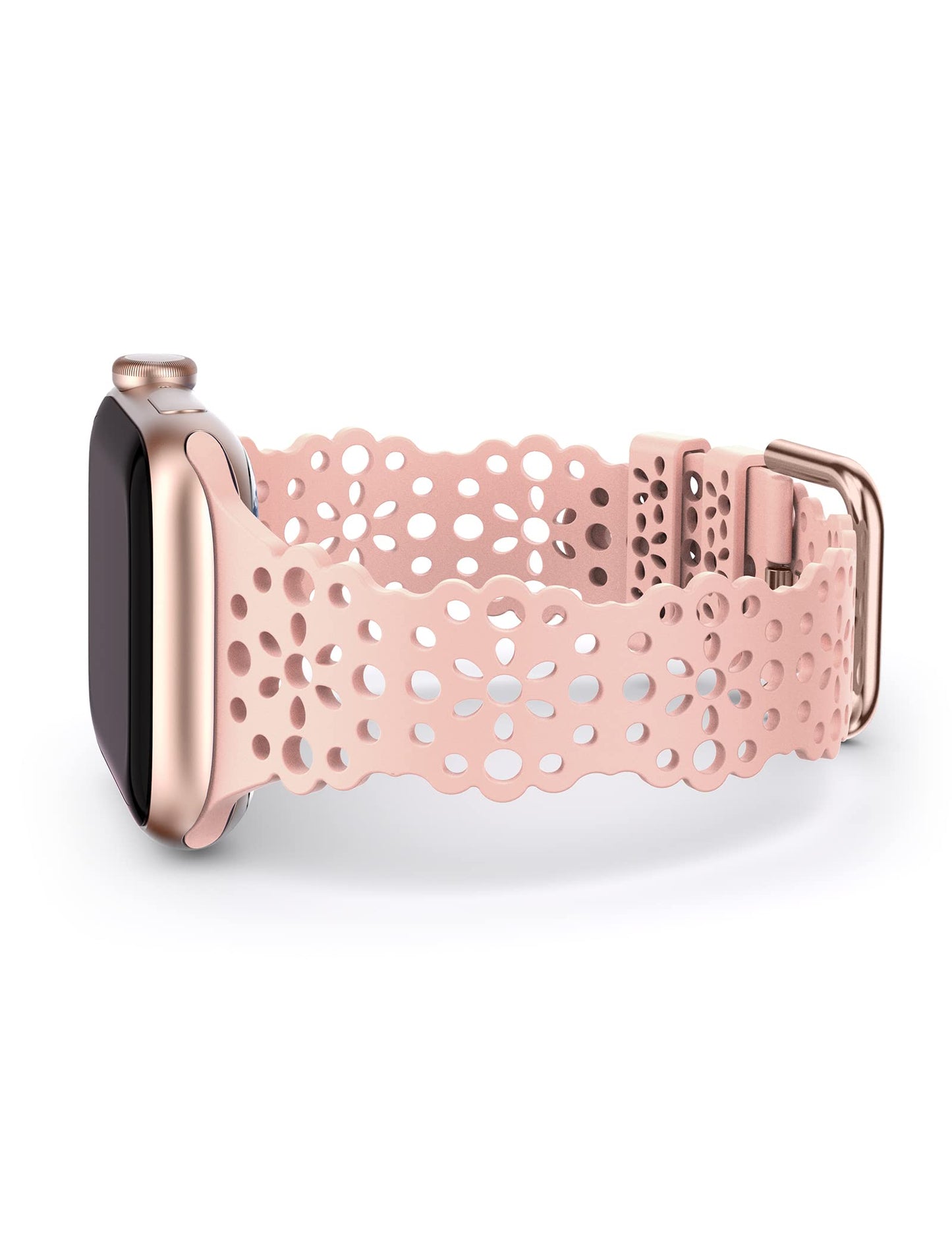 TOYOUTHS Compatible with Apple Watch Band Women 41mm 40mm 38mm Soft Stretchy Silicone Lace Flower Cut-outs Scalloped Breathable Waterproof Lacy Band for iWatch Series 8 7 6 5 4 3 2 1 SE