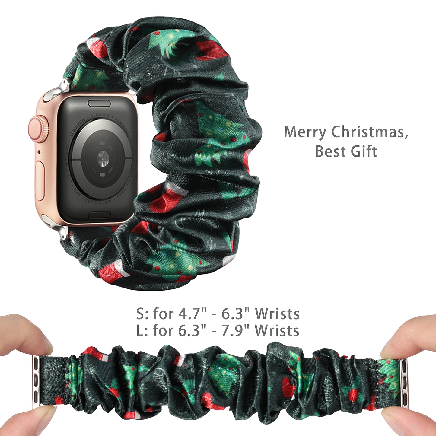Toyouths Band Compatible with Apple WatchTextile Scrunchie Strap,Elastic Strap for iWatch Series,Christmas Apple watch band