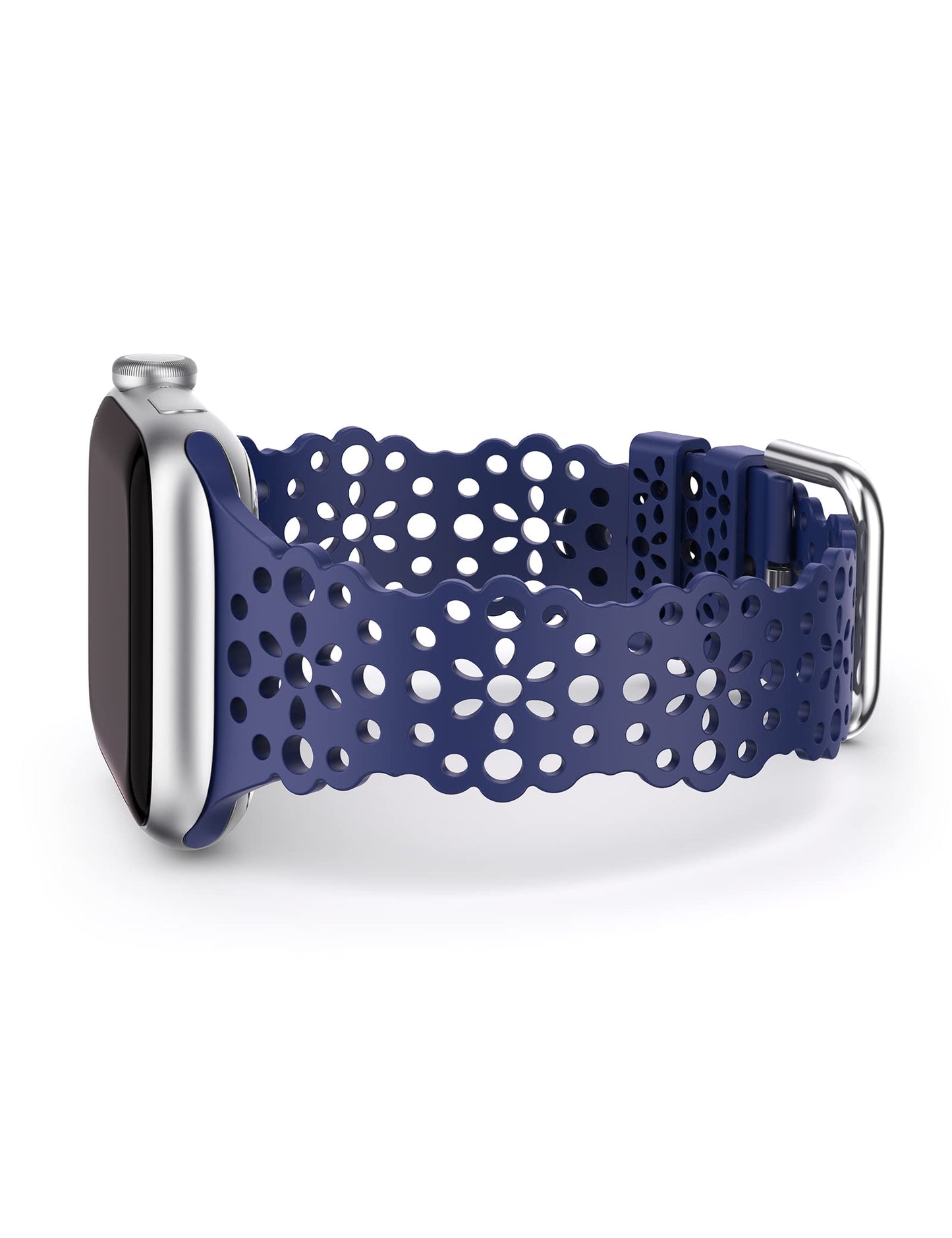 TOYOUTHS Compatible with Apple Watch Band Women 41mm 40mm 38mm Soft Stretchy Silicone Lace Flower Cut-outs Scalloped Breathable Waterproof Lacy Band for iWatch Series 8 7 6 5 4 3 2 1 SE