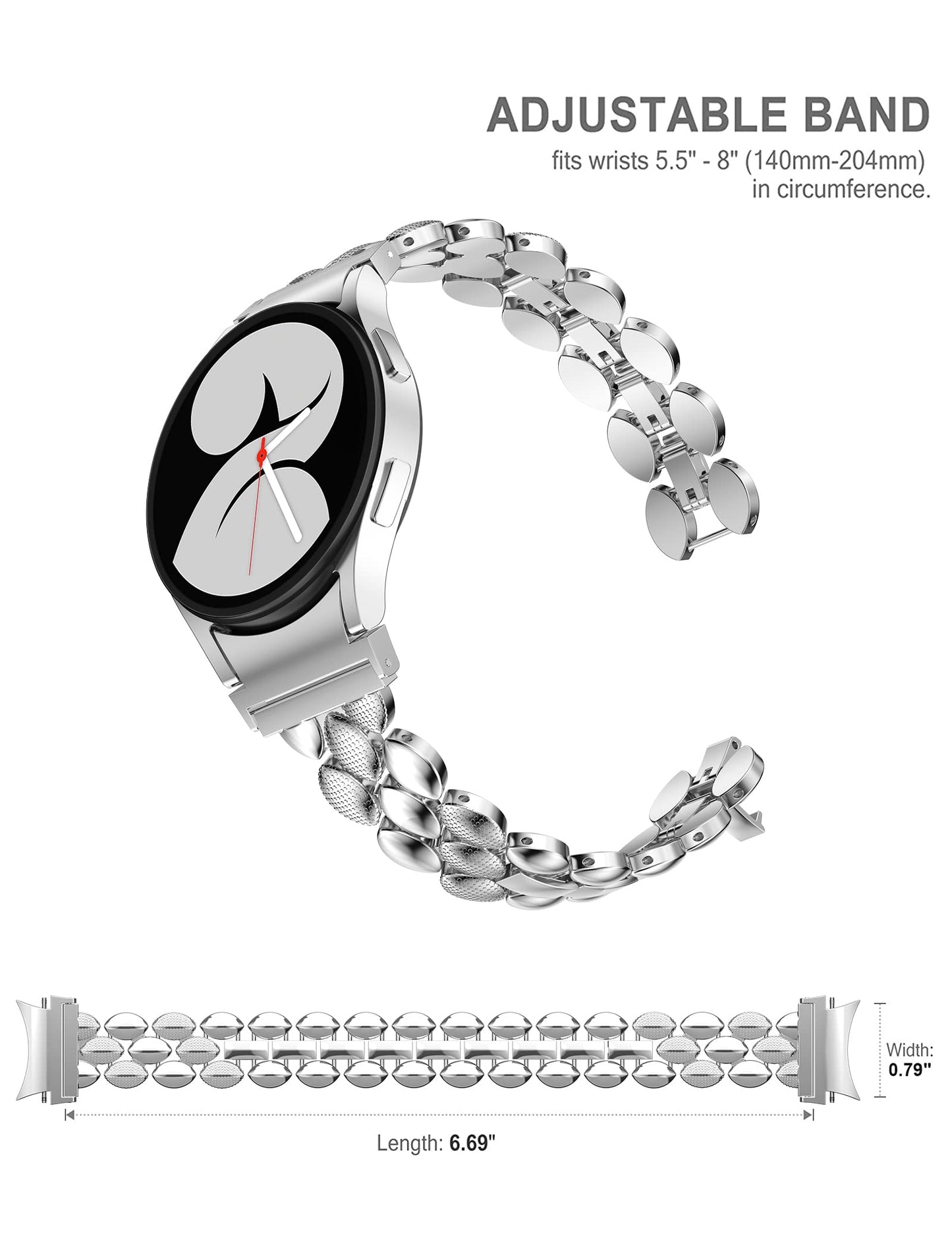 TOYOUTHS Compatible with Samsung Galaxy Watch 5 Pro Band 45mm/ Samsung Galaxy Watch 5 Band/ Galaxy Watch 4 Band 40mm 44mm/ Galaxy Watch 4 Classic Bands 42mm 46mm for Women, Metal Bling Bracelet Strap for 20mm Bandwidth Watch