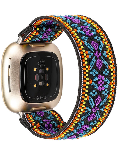 TOYOUTHS Compatible with Fitbit Sense/Sense 2 Band/Versa 3/Versa 4 Bands Women Men Dressy Elastic Nylon Fabric Strap Stretchy Solo Loop Sport Wristband Accessories Replacement for Fitbit Versa 4