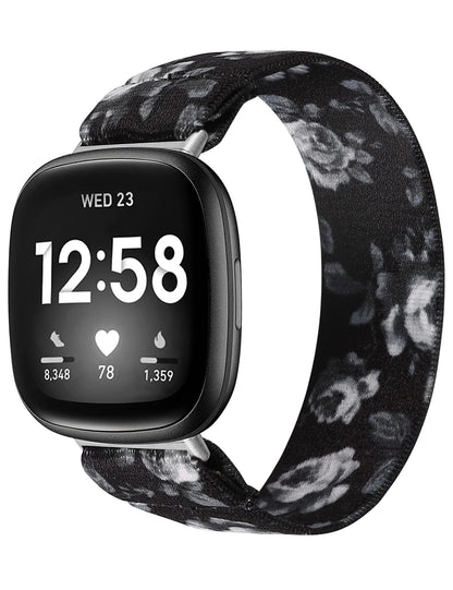 TOYOUTHS Compatible with Fitbit Sense/Sense 2 Band/Versa 3/Versa 4 Bands Women Men Dressy Elastic Nylon Fabric Strap Stretchy Solo Loop Sport Wristband Accessories Replacement for Fitbit Versa 4
