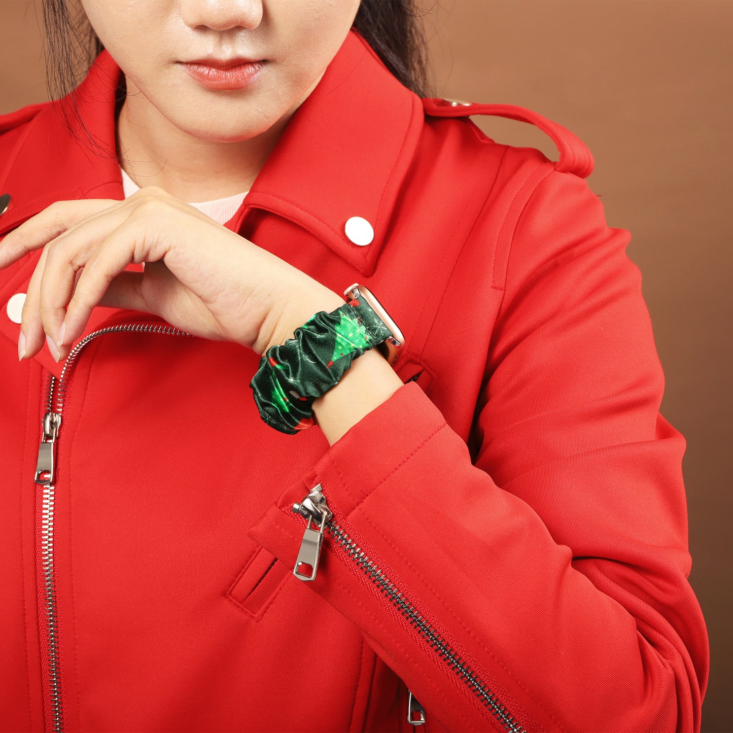 Toyouths Band Compatible with Apple WatchTextile Scrunchie Strap,Elastic Strap for iWatch Series,Christmas Apple watch band
