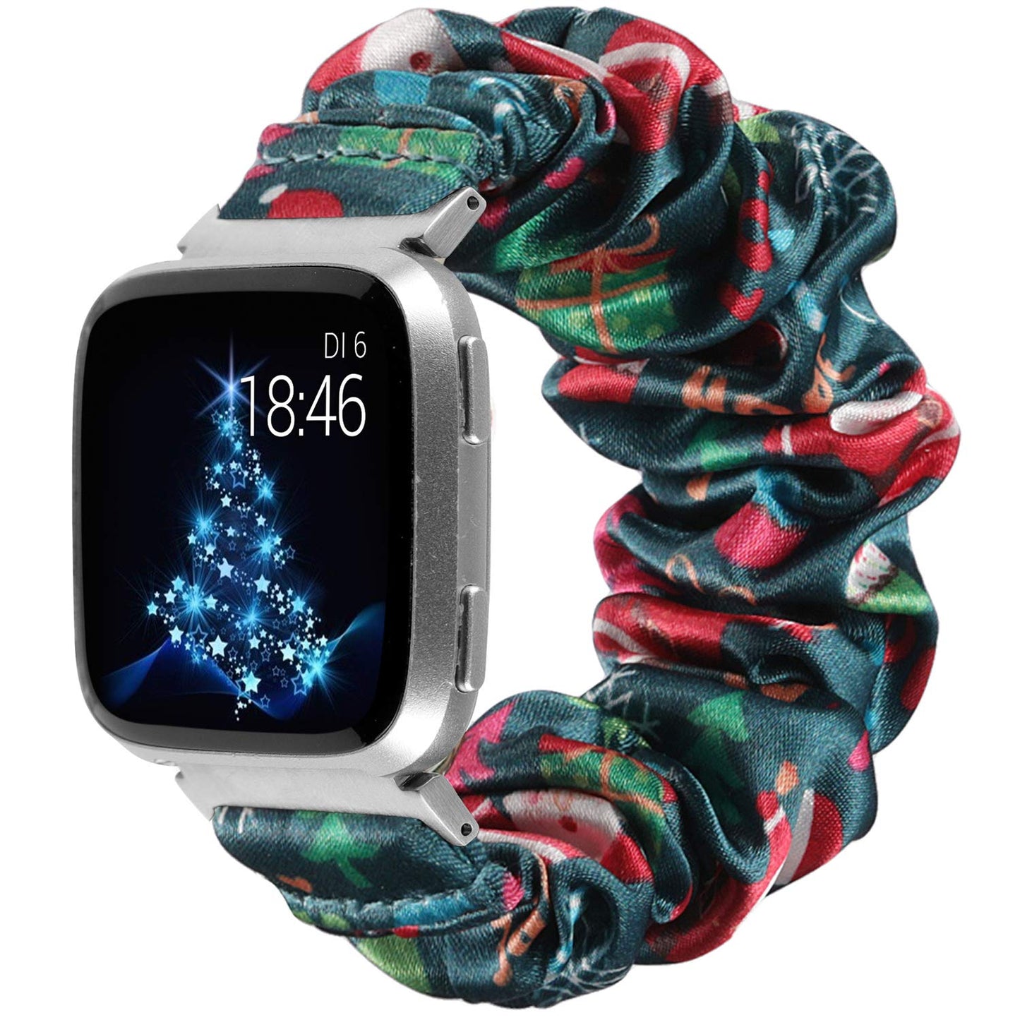 TOYOUTHS Scrunchie Bands Compatible with Fitbit Versa/Versa 2/Versa Lite Special Edition Women Girl Elastic Stretch Fabric Strap Pattern Printed Scrunchy Replacement Bracelet Wristband Accessories