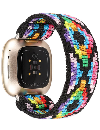 TOYOUTHS Compatible with Fitbit Sense/Sense 2 Band/Versa 3/Versa 4 Bands Women Men Dressy Elastic Nylon Fabric Strap Stretchy Solo Loop Sport Wristband Accessories Replacement for Fitbit Versa 4