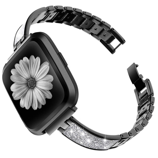 TOYOUTHS Stylish Bracelet Fitbit Versa/Versa 2 Bands Women Versa Lite Special Edition Stainless Steel Metal+Leather