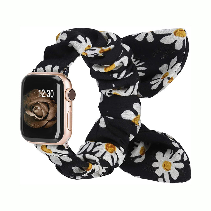 TOYOUTHS Compatible with Apple Watch Band Scrunchies 41/40/38mm with Butterfly Bow/Bunny Ears Cloth Fabric Elastic Scrunchy Bracelet Women Girl iWatch Series SE 8 7 6 5 4 3 2 1