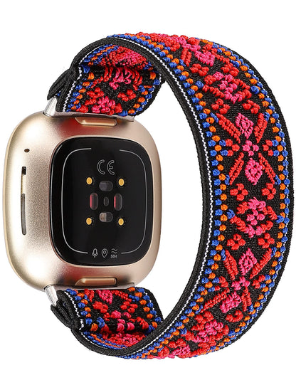 TOYOUTHS Compatible with Fitbit Sense/Sense 2 Band/Versa 3/Versa 4 Bands Women Men Dressy Elastic Nylon Fabric Strap Stretchy Solo Loop Sport Wristband Accessories Replacement for Fitbit Versa 4