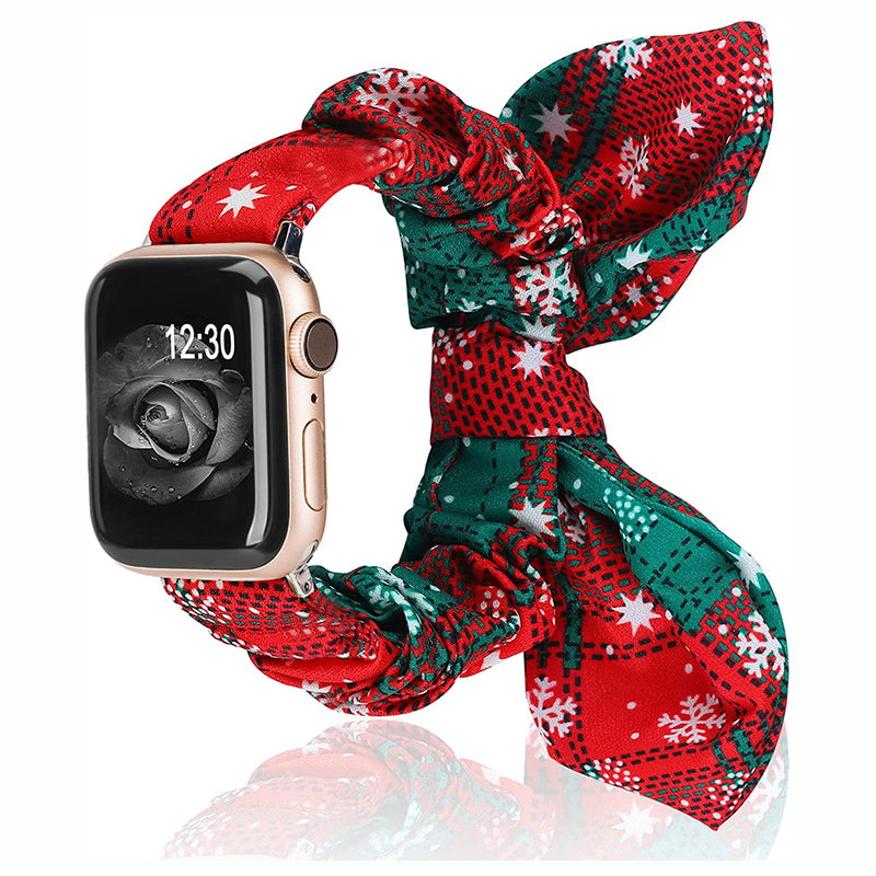 TOYOUTHS Compatible with Apple Watch Band Scrunchies 41/40/38mm with Butterfly Bow/Bunny Ears Cloth Fabric Elastic Scrunchy Bracelet Women Girl iWatch Series SE 8 7 6 5 4 3 2 1