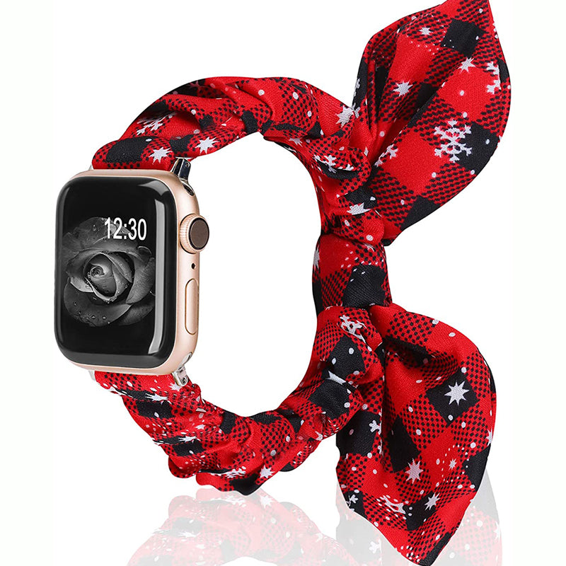 TOYOUTHS Compatible with Apple Watch Band Scrunchies 41/40/38mm with Butterfly Bow/Bunny Ears Cloth Fabric Elastic Scrunchy Bracelet Women Girl iWatch Series SE 8 7 6 5 4 3 2 1