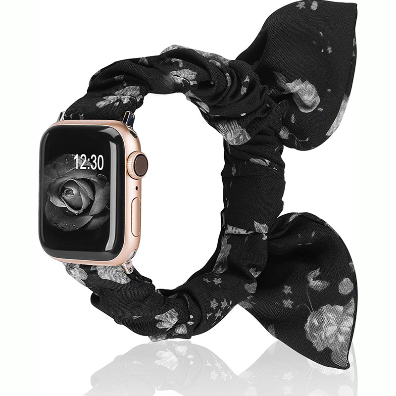 TOYOUTHS Compatible with Apple Watch Band Scrunchies 41/40/38mm with Butterfly Bow/Bunny Ears Cloth Fabric Elastic Scrunchy Bracelet Women Girl iWatch Series SE 8 7 6 5 4 3 2 1
