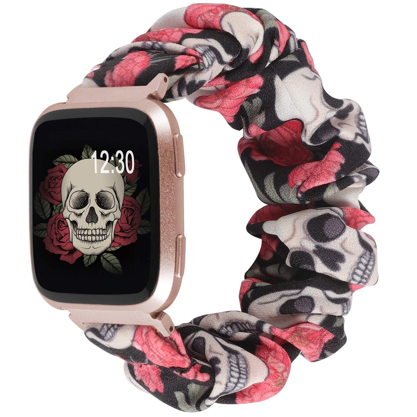 TOYOUTHS Scrunchie Bands Compatible with Fitbit Versa/Versa 2/Versa Lite Special Edition Women Girl Elastic Stretch Fabric Strap Pattern Printed Scrunchy Replacement Bracelet Wristband Accessories