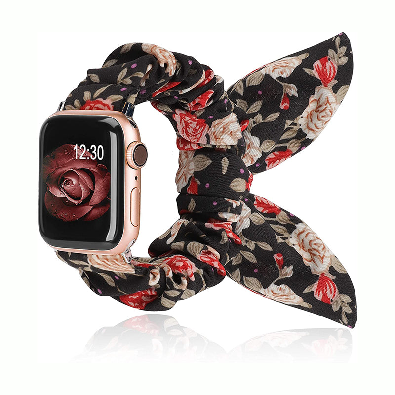 TOYOUTHS Compatible with Apple Watch Band Scrunchies 41/40/38mm with Butterfly Bow/Bunny Ears Cloth Fabric Elastic Scrunchy Bracelet Women Girl iWatch Series SE 8 7 6 5 4 3 2 1